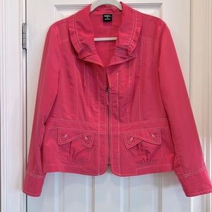 Tribal Lightweight Nylon Jacket with White Stitching Details Front Zippers sz10